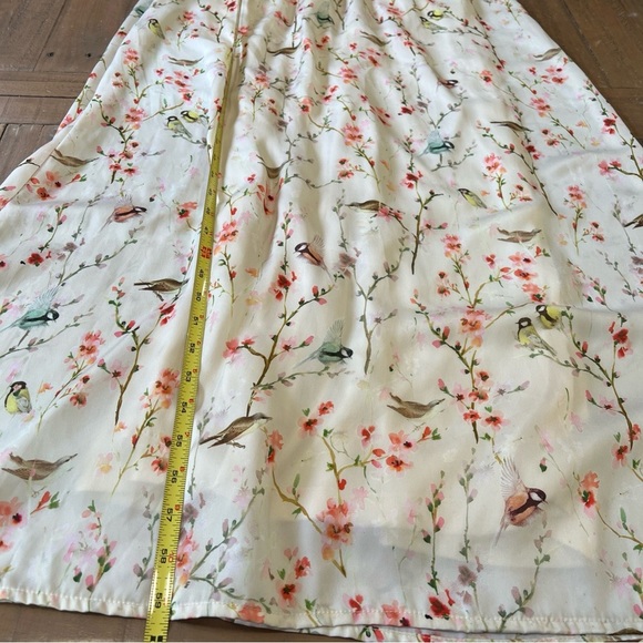 Zara Cherry Blossom Floral Bird Print Open Side Cut Out Maxi Dress Small - Picture 10 of 10